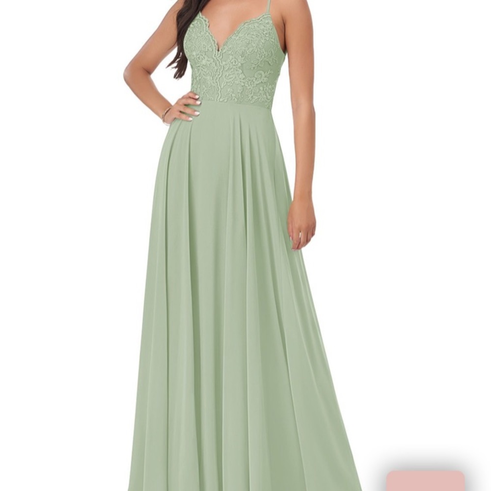 Azazie Dusty Sage Sonya Bridesmaid Dress Size 2